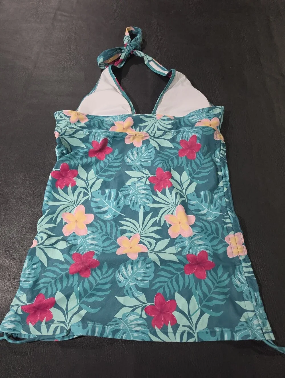 Cupshe Teal Floral Halter Tankini Top - Women